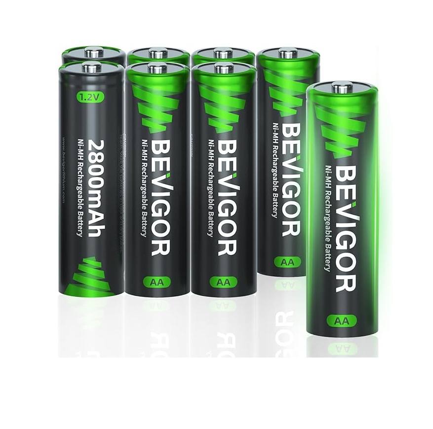 8 Pack BEVIGOR AA Rechargeable Batteries.
